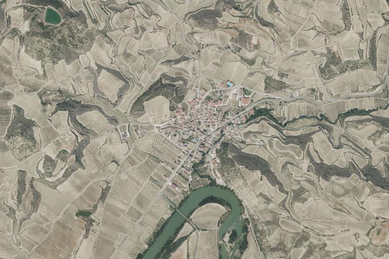 Ortofoto actual del núcleo de Baños de Ebro/Mañueta