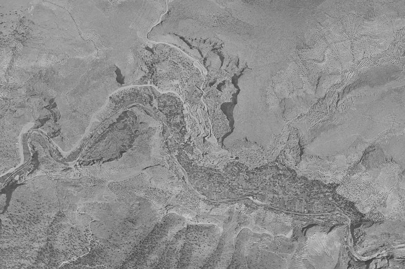 Ortofoto de 1956-1957 del núcleo de Ayna