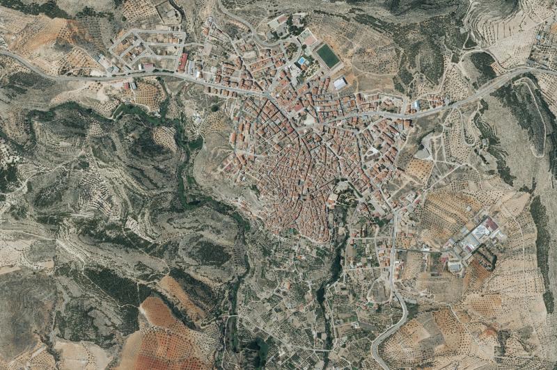 Ortofoto actual del núcleo de Elche de la Sierra