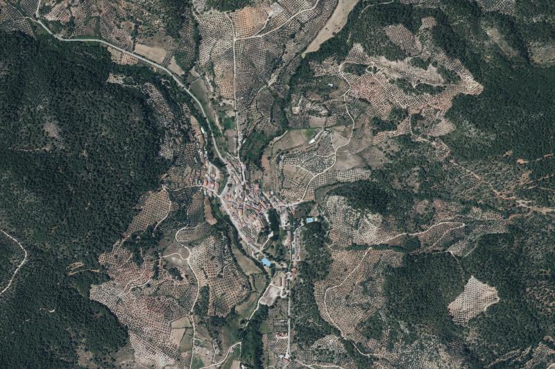 Ortofoto actual del núcleo de Villaverde de Guadalimar