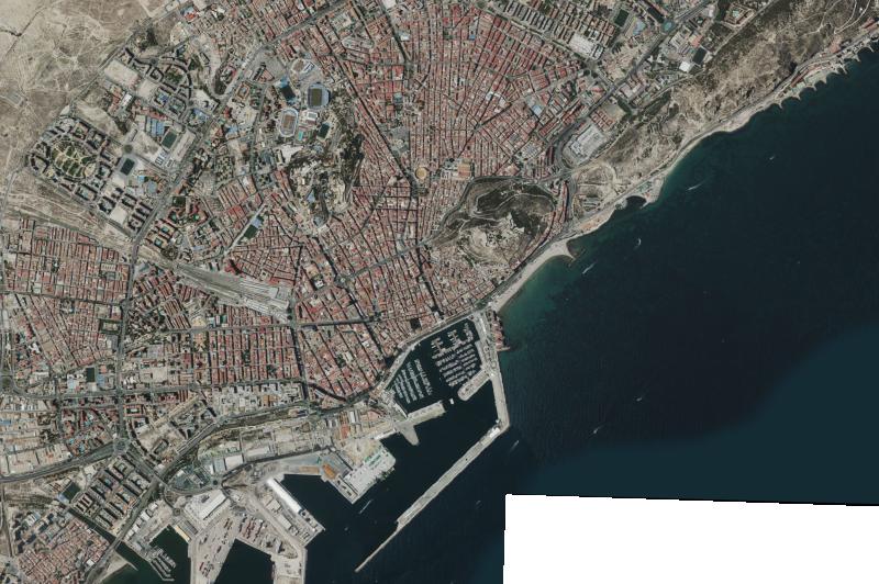 Ortofoto actual del núcleo de Alacant/Alicante