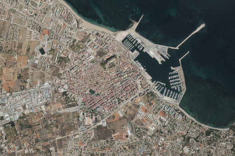 Ortofoto actual del núcleo de Dénia