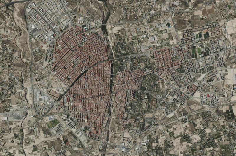 Ortofoto actual del núcleo de Elx/Elche