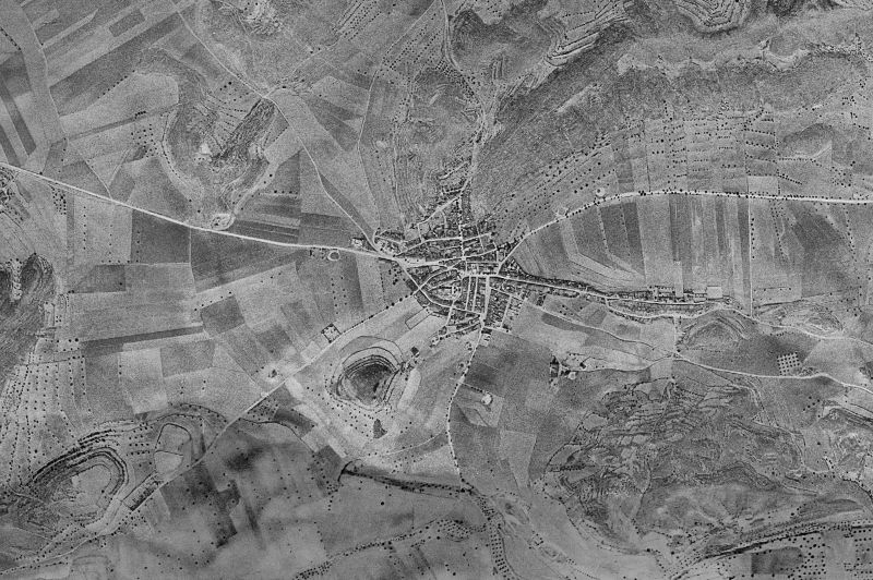 Ortofoto de 1956-1957 del núcleo de El Fondó de les Neus/Hondón de las Nieves