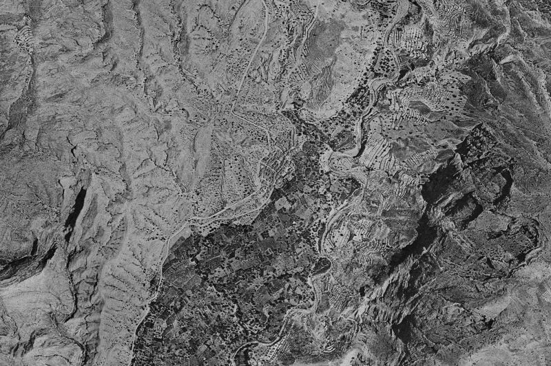 Ortofoto de 1956-1957 del núcleo de Orxeta