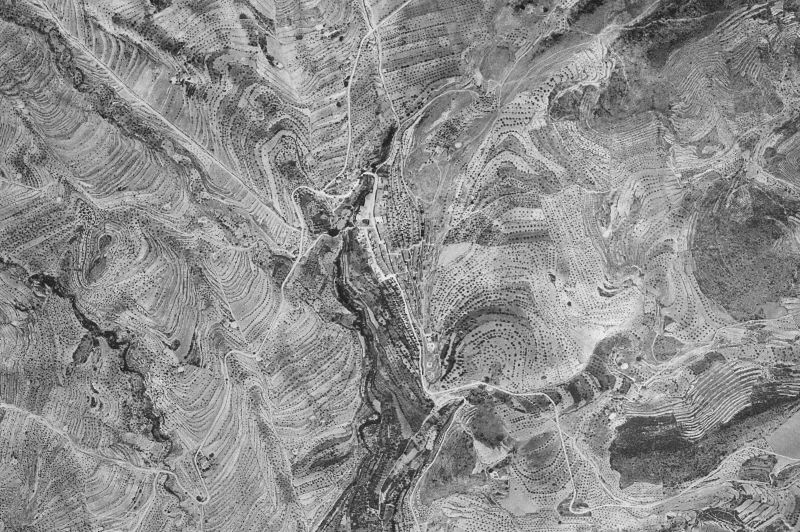 Ortofoto de 1956-1957 del núcleo de La Torre de les Maçanes/Torremanzanas