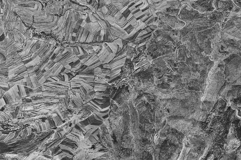 Ortofoto de 1956-1957 del núcleo de La Vall d'Alcalà