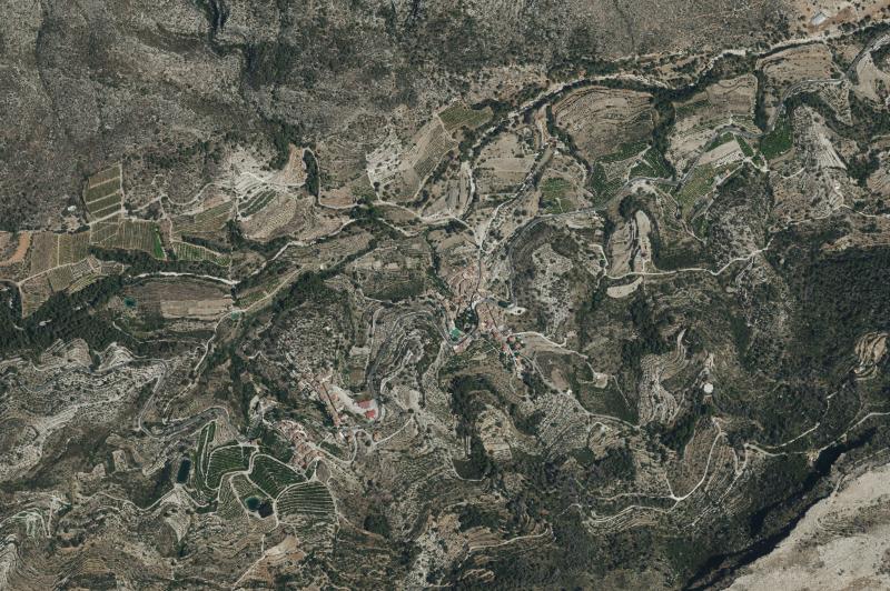 Ortofoto actual del núcleo de La Vall de Gallinera