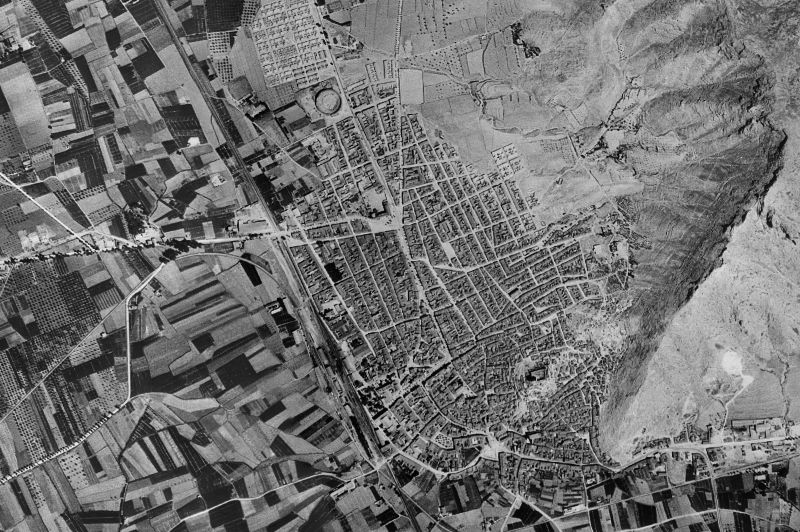 Ortofoto de 1956-1957 del núcleo de Villena