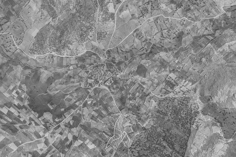Ortofoto de 1956-1957 del núcleo de Aldeanueva de Santa Cruz