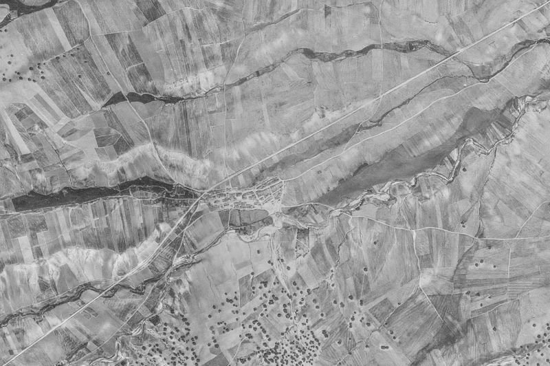 Ortofoto de 1956-1957 del núcleo de Grandes y San Martín