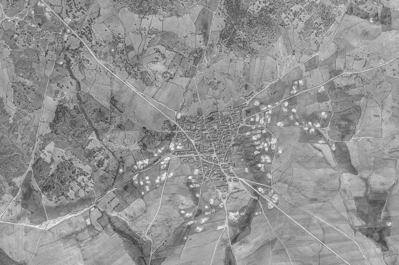 Ortofoto de 1956-1957 del núcleo de Santa María del Berrocal