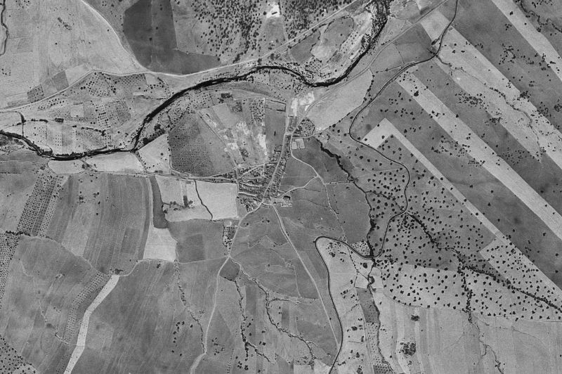 Ortofoto de 1956-1957 del núcleo de Aljucén