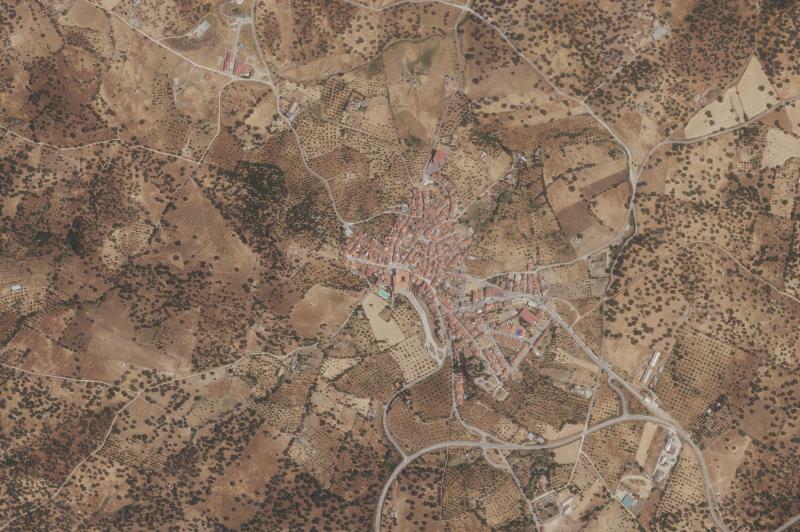 Ortofoto actual del núcleo de Calera de León