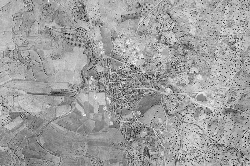 Ortofoto de 1956-1957 del núcleo de Esparragosa de la Serena