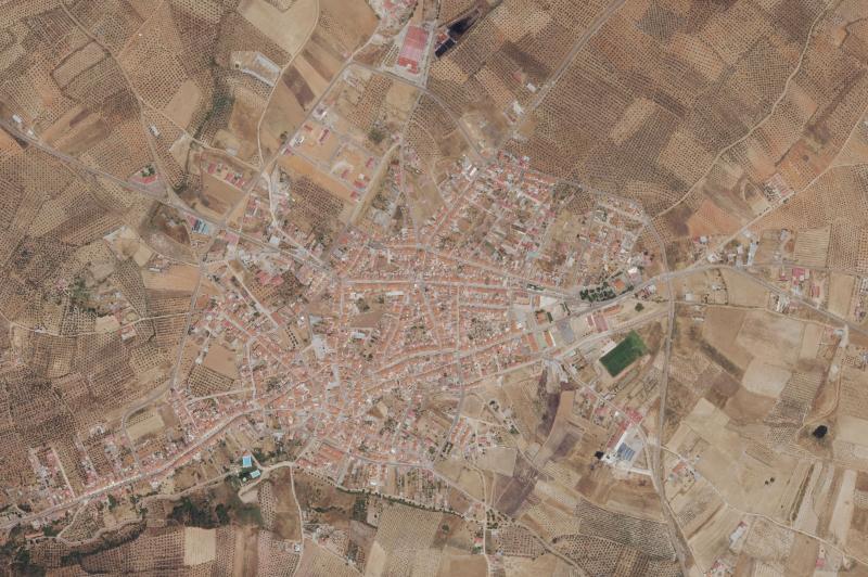 Ortofoto actual del núcleo de Monterrubio de la Serena