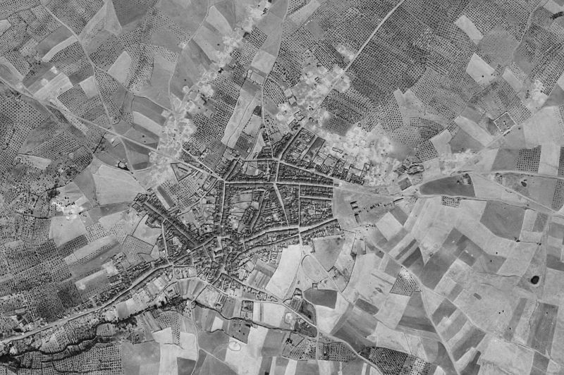 Ortofoto de 1956-1957 del núcleo de Monterrubio de la Serena