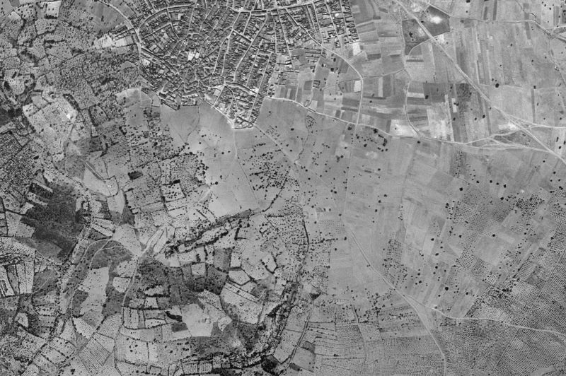 Ortofoto de 1956-1957 del núcleo de Navalvillar de Pela