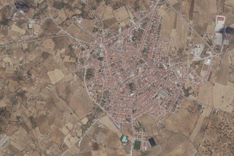 Ortofoto actual del núcleo de Oliva de la Frontera