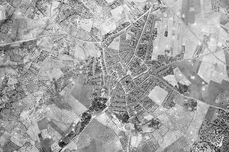 Ortofoto de 1956-1957 del núcleo de Oliva de la Frontera