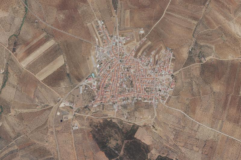 Ortofoto actual del núcleo de Oliva de Mérida