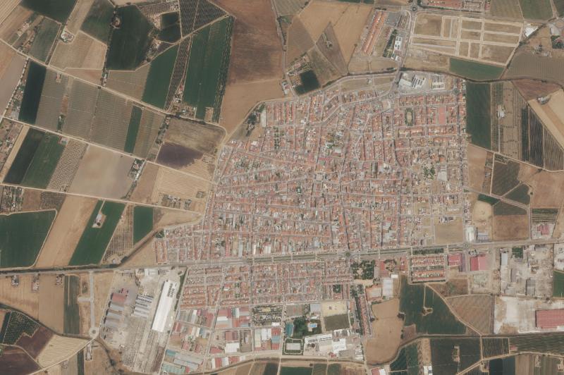 Ortofoto actual del núcleo de Puebla de la Calzada