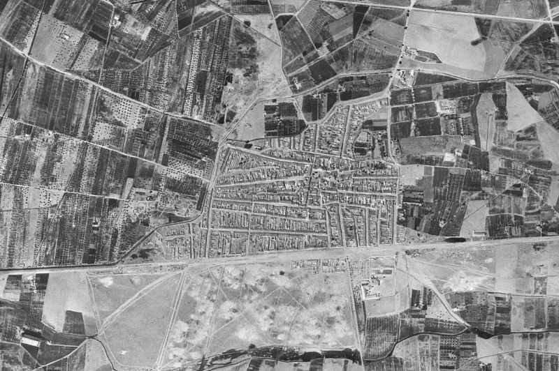 Ortofoto de 1956-1957 del núcleo de Puebla de la Calzada
