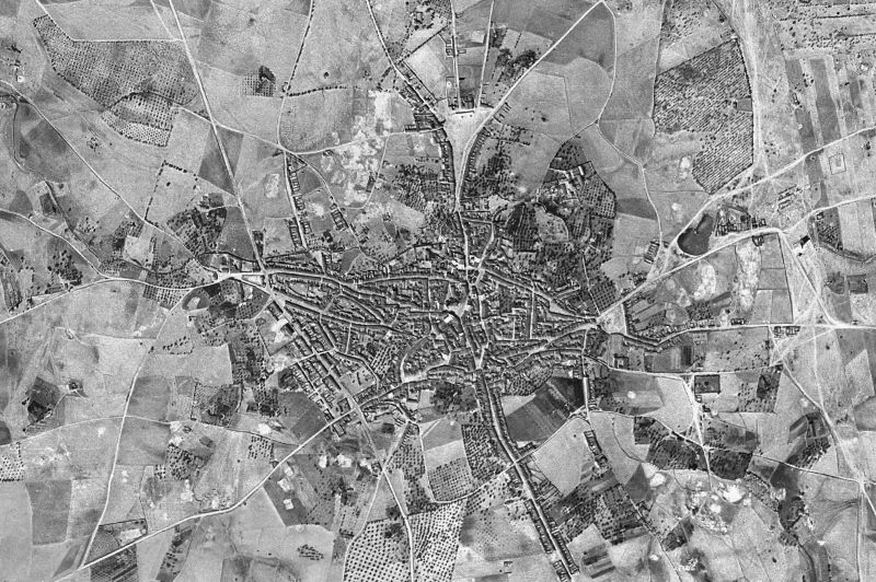 Ortofoto de 1956-1957 del núcleo de Quintana de la Serena