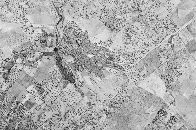 Ortofoto de 1956-1957 del núcleo de Segura de León