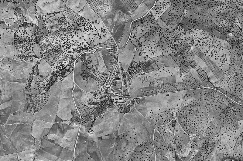 Ortofoto de 1956-1957 del núcleo de Valverde de Burguillos