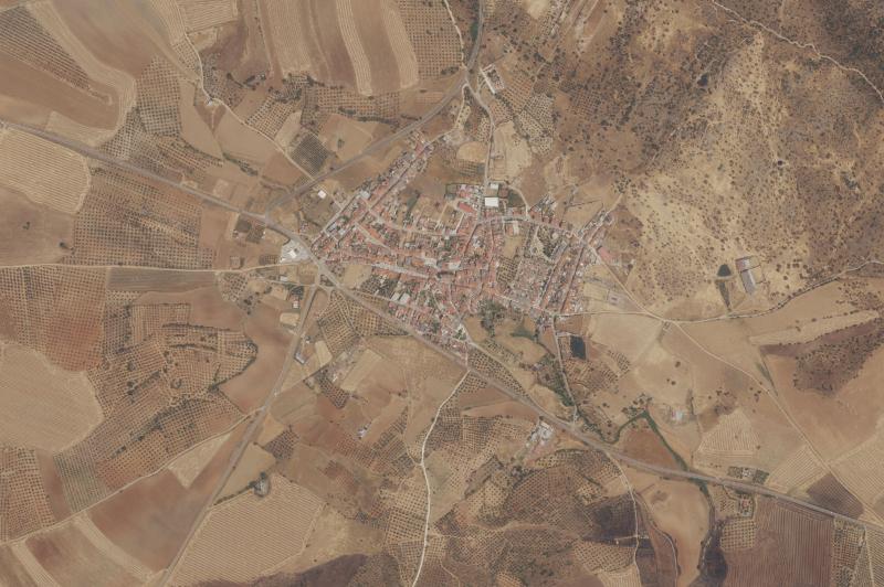 Ortofoto actual del núcleo de Valverde de Mérida