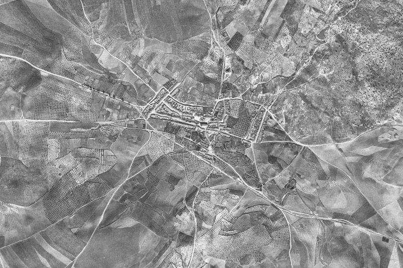 Ortofoto de 1956-1957 del núcleo de Valverde de Mérida