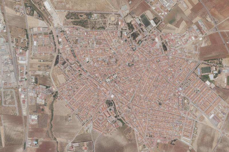 Ortofoto actual del núcleo de Villafranca de los Barros