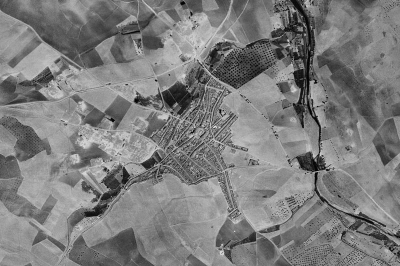 Ortofoto de 1956-1957 del núcleo de Villalba de los Barros