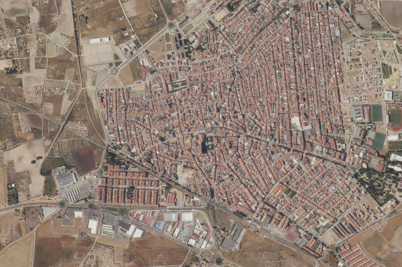 Ortofoto actual del núcleo de Villanueva de la Serena