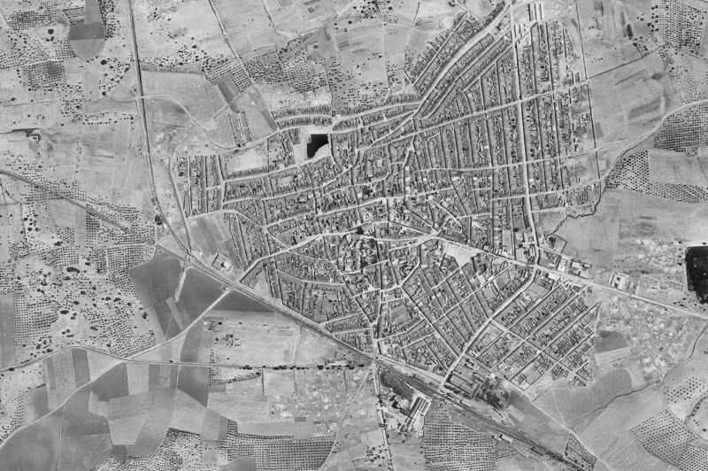 Ortofoto de 1956-1957 del núcleo de Villanueva de la Serena
