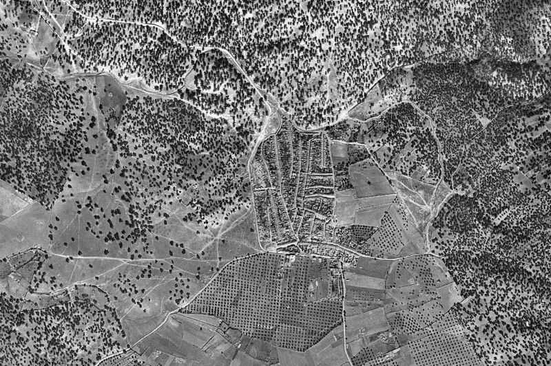 Ortofoto de 1956-1957 del núcleo de Zahínos