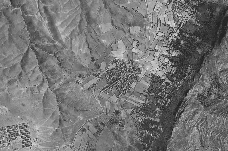 Ortofoto de 1956-1957 del núcleo de Zarza-Capilla