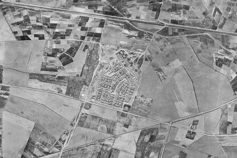 Ortofoto de 1956-1957 del núcleo de Pueblonuevo del Guadiana
