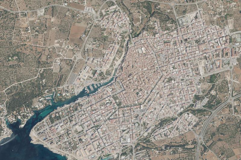 Ortofoto actual del núcleo de Ciutadella de Menorca