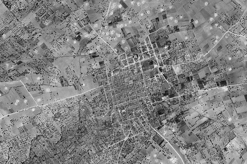 Ortofoto de 1956-1957 del núcleo de Petra