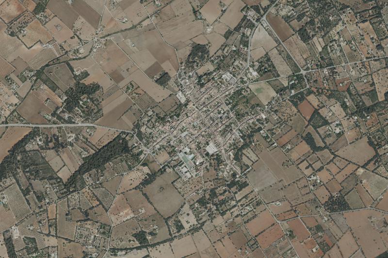 Ortofoto actual del núcleo de Sencelles