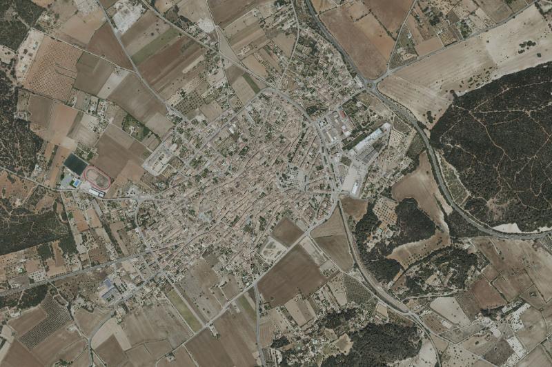 Ortofoto actual del núcleo de Sineu