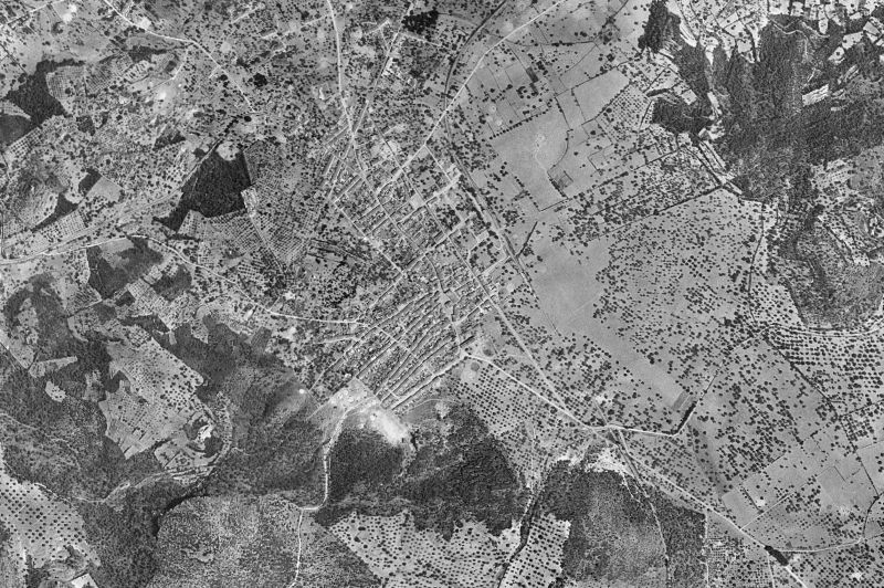 Ortofoto de 1956-1957 del núcleo de Son Servera
