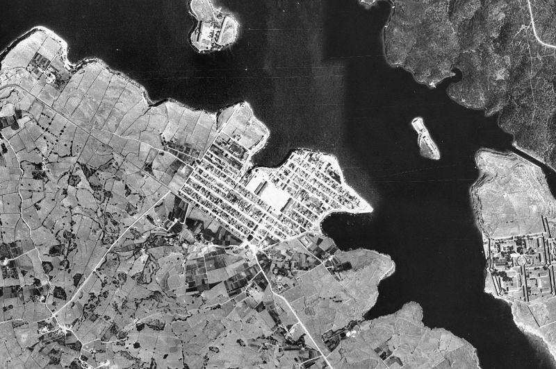 Ortofoto de 1956-1957 del núcleo de Es Castell
