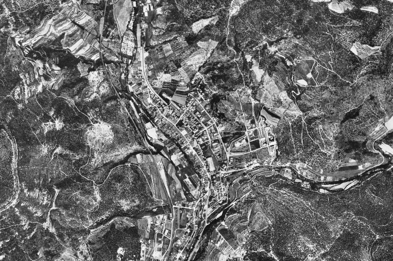 Ortofoto de 1956-1957 del núcleo de Aiguafreda