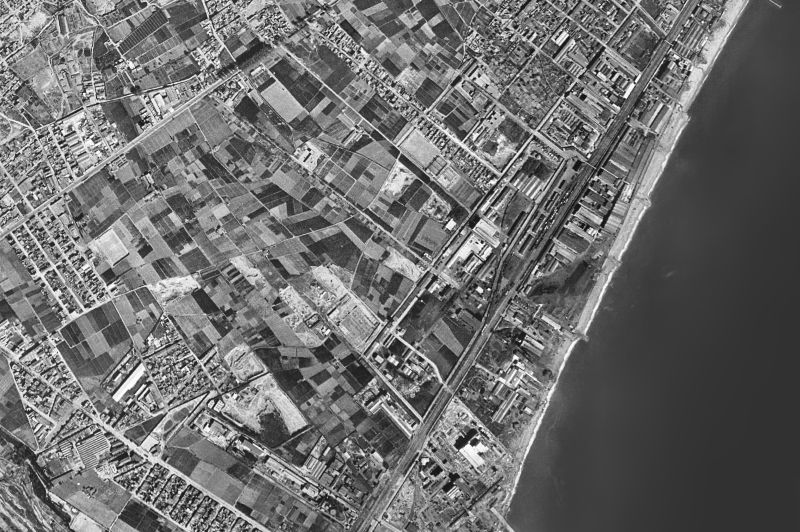 Ortofoto de 1956-1957 del núcleo de Badalona