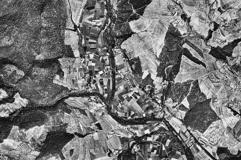 Ortofoto de 1956-1957 del núcleo de Bigues i Riells del Fai