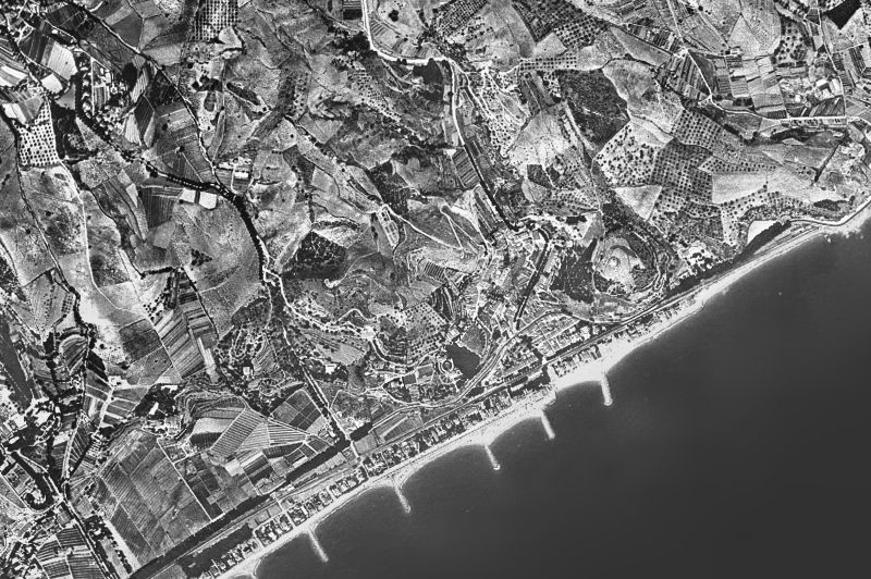 Ortofoto de 1956-1957 del núcleo de Caldes d'Estrac
