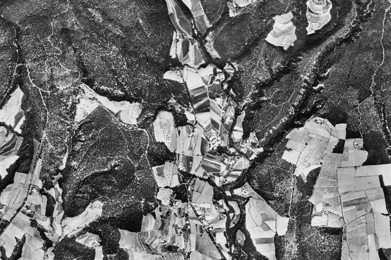 Ortofoto de 1956-1957 del núcleo de Cànoves i Samalús
